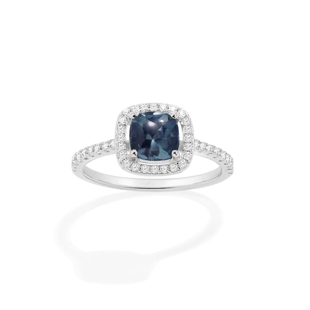 Dainty Blue Square Pavé Ring