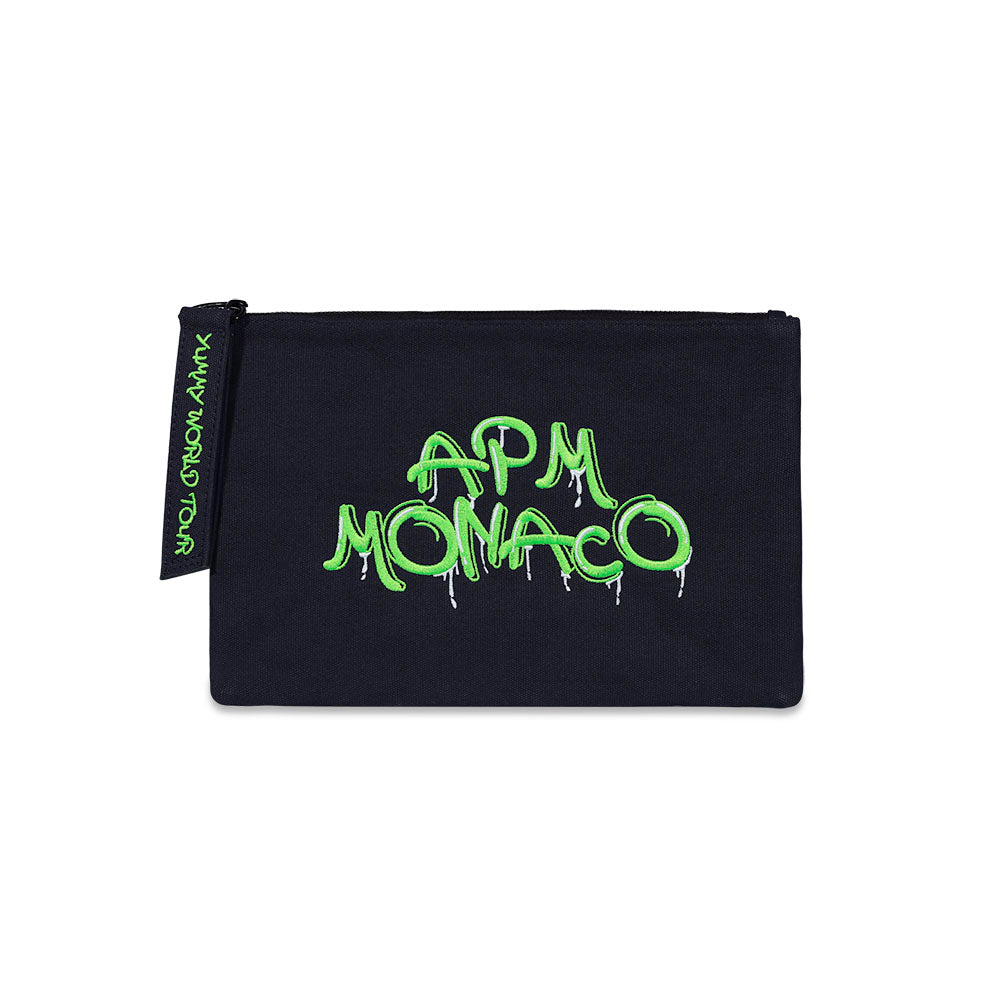 Green APM Monaco Graffiti Clutch APM Monaco