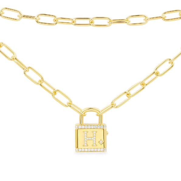 Alphabet Lock Necklace Yellow Gold APM Monaco