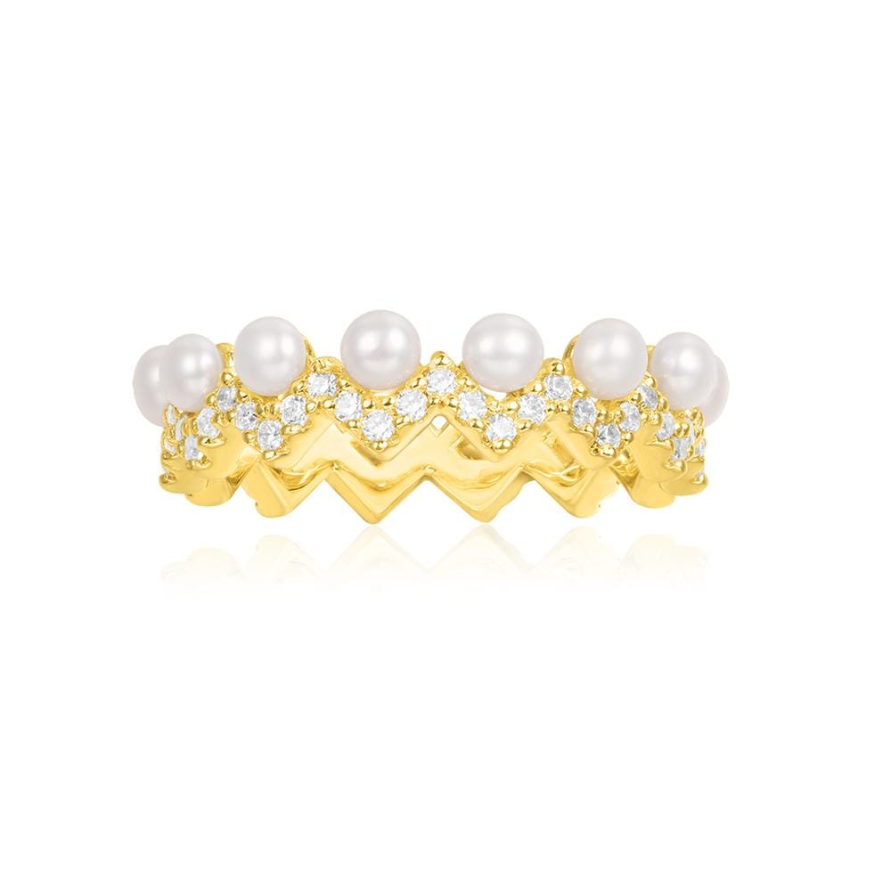 Up and Down Ring with Pearls