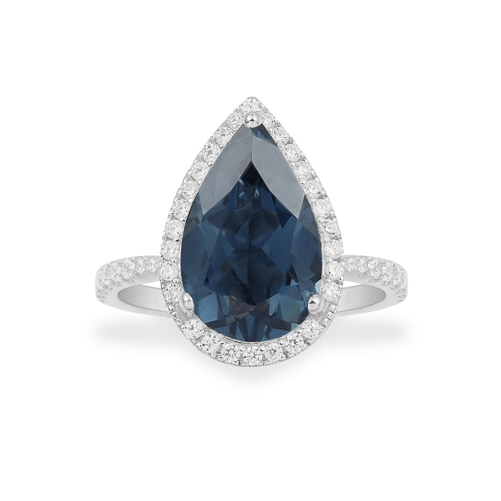 Blue Pear Pavé Ring