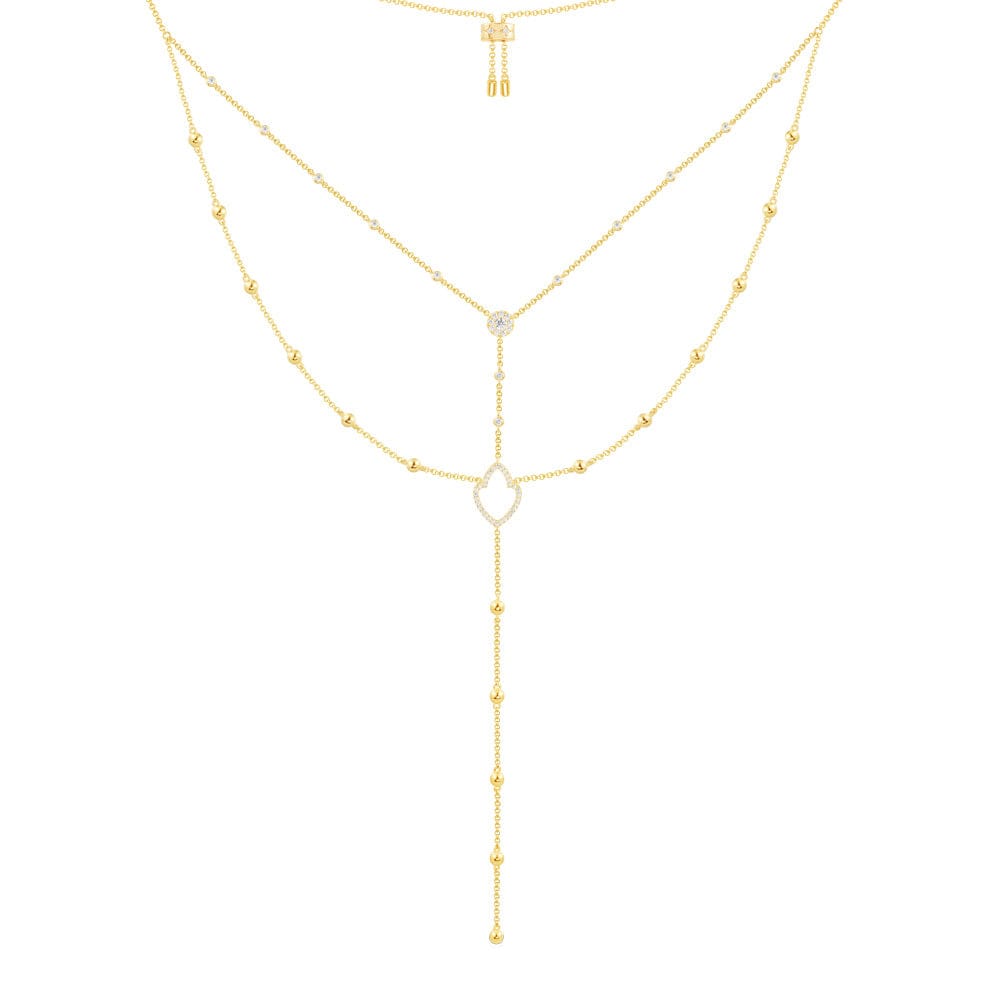 Statement Double Chaine Y-Drop Adjustable Necklace | APM Monaco
