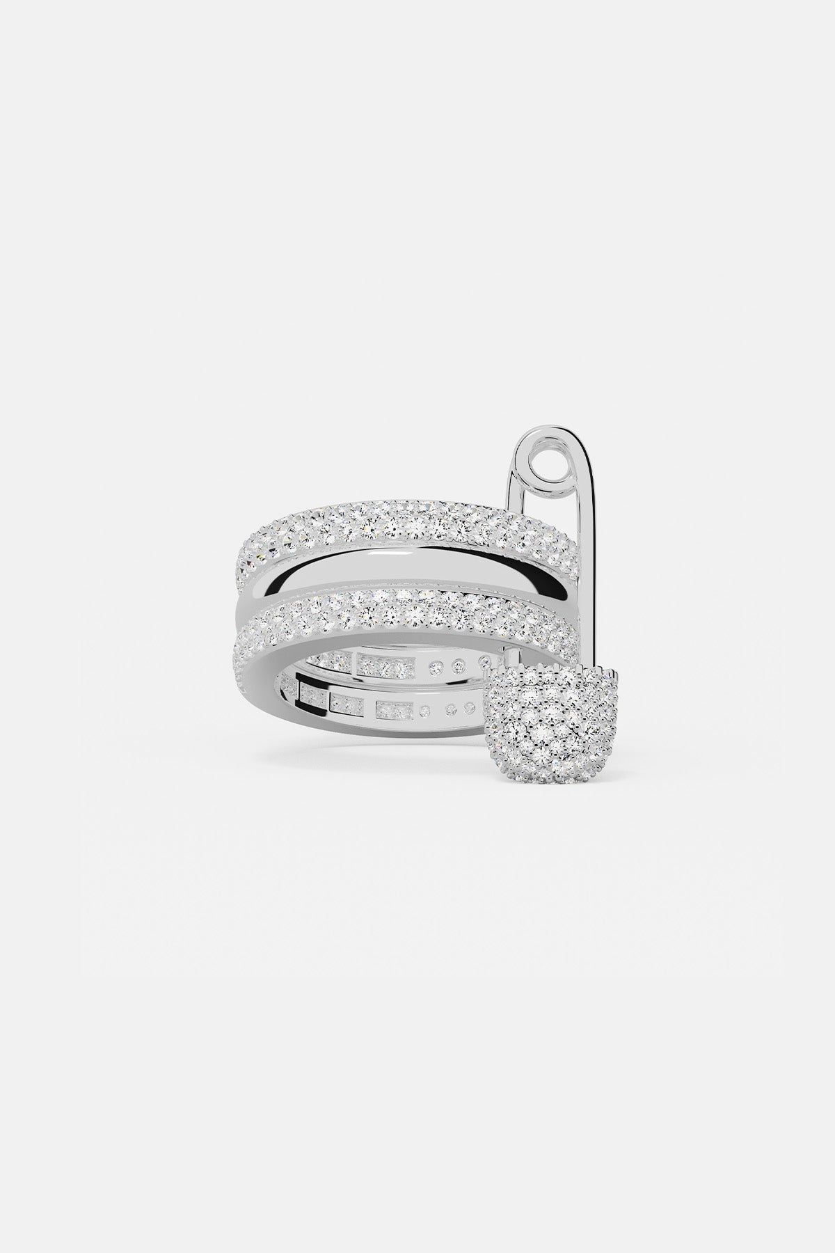 Dreireihiger „Love, Smile, Bonheur“ Ring mit Sicherheitsnadel