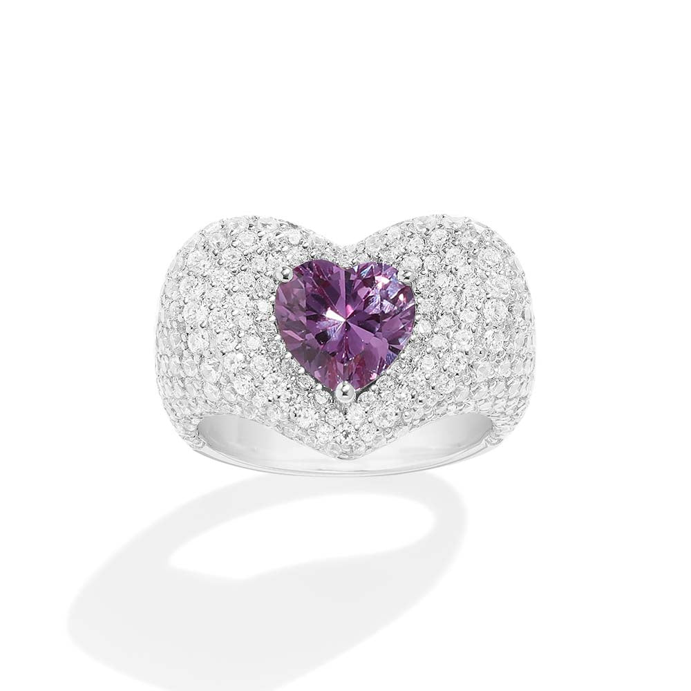 Chunky Purple Heart Ring - APM Monaco