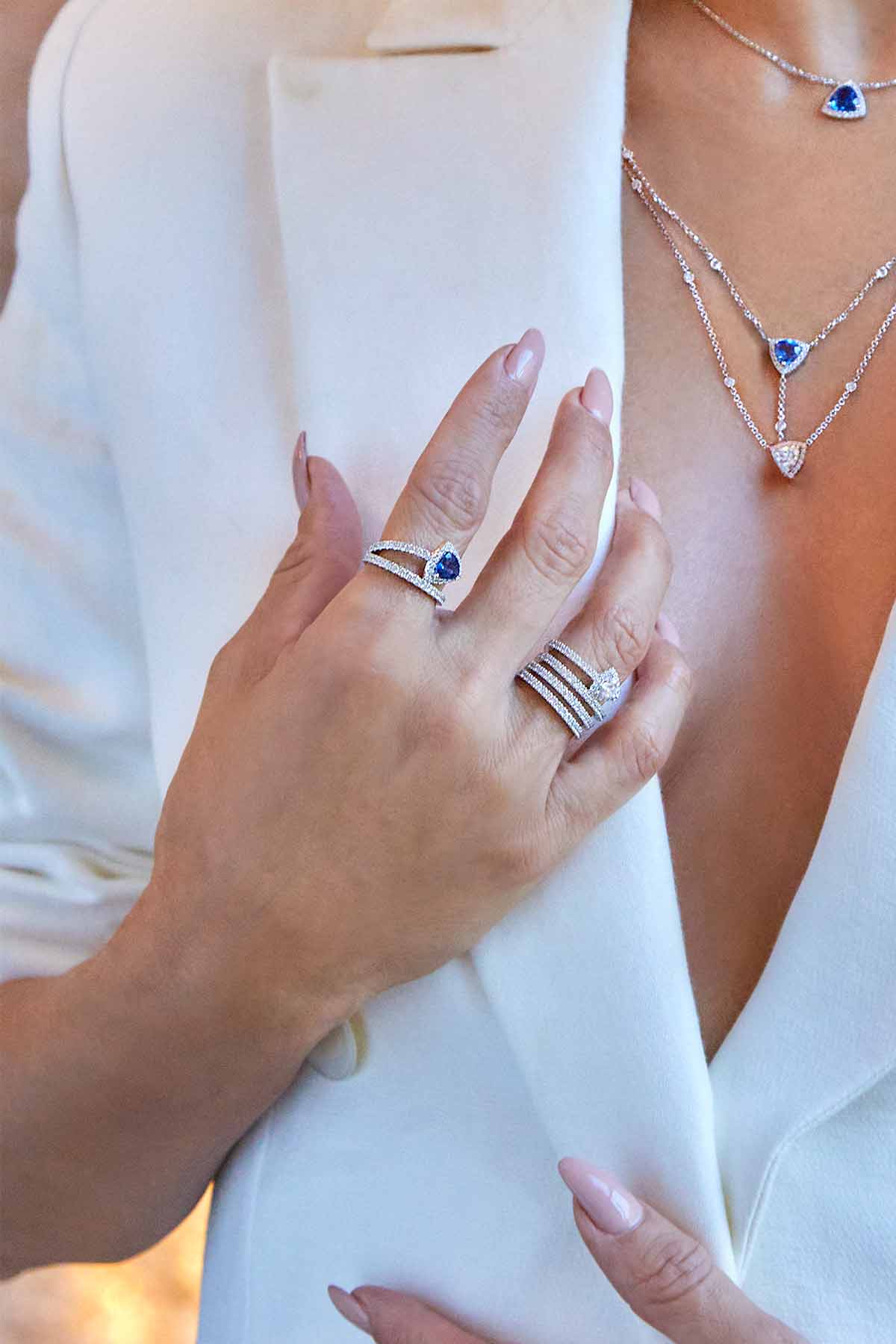 APM Monaco Triangle Multi-hoop Pavé Ring in Silver