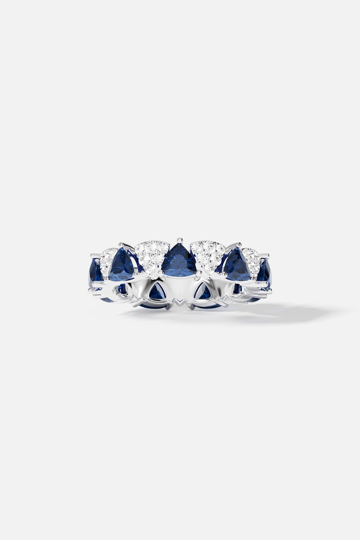 APM Monaco White & Blue Triangle Ring in Silver