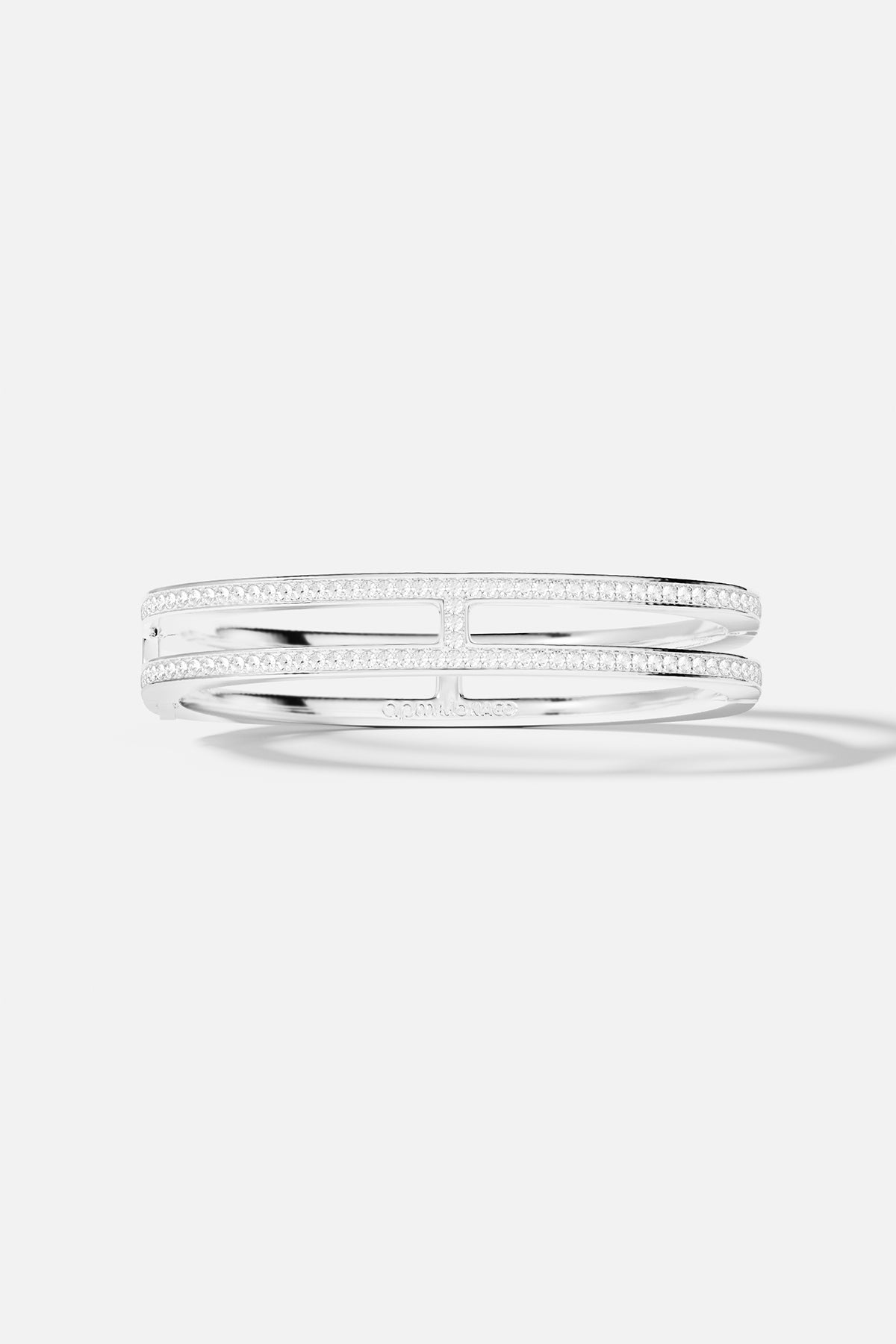 Bangle sottile a doppia linea con pave