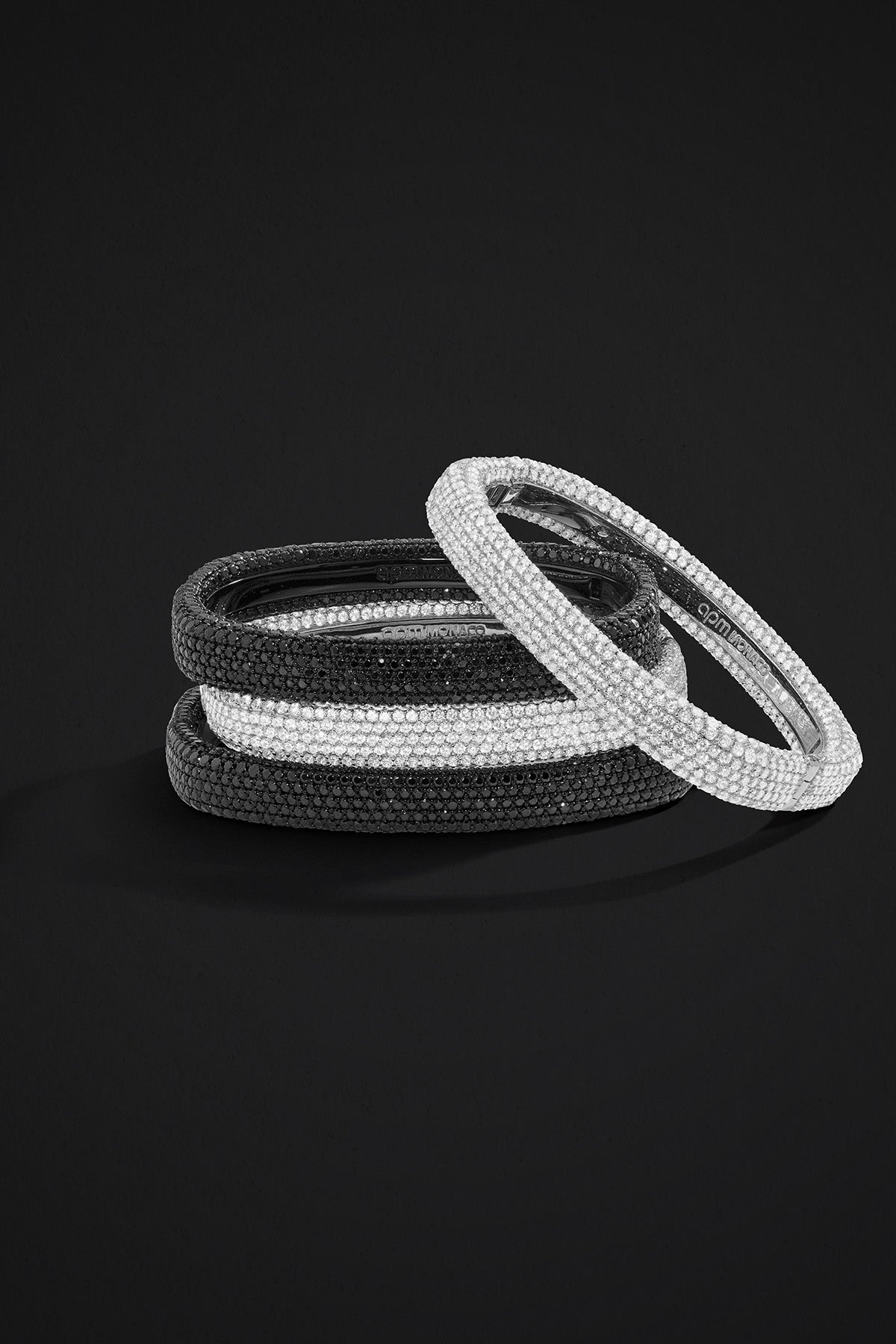 APM Monaco Chunky Pave Bangle in Silver