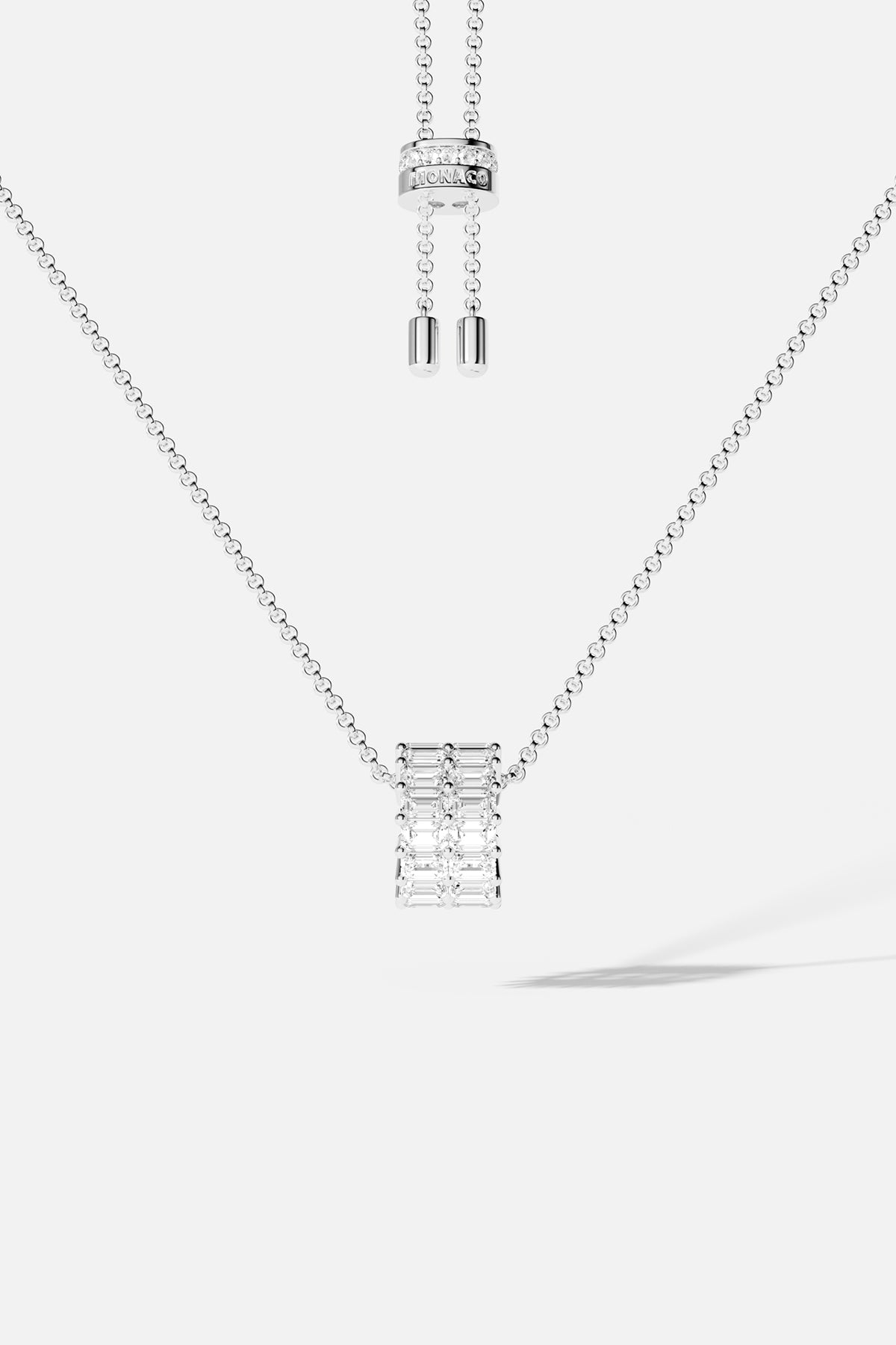 APM Monaco Eclat Adjustable Necklace with Double Row Ring in Silver