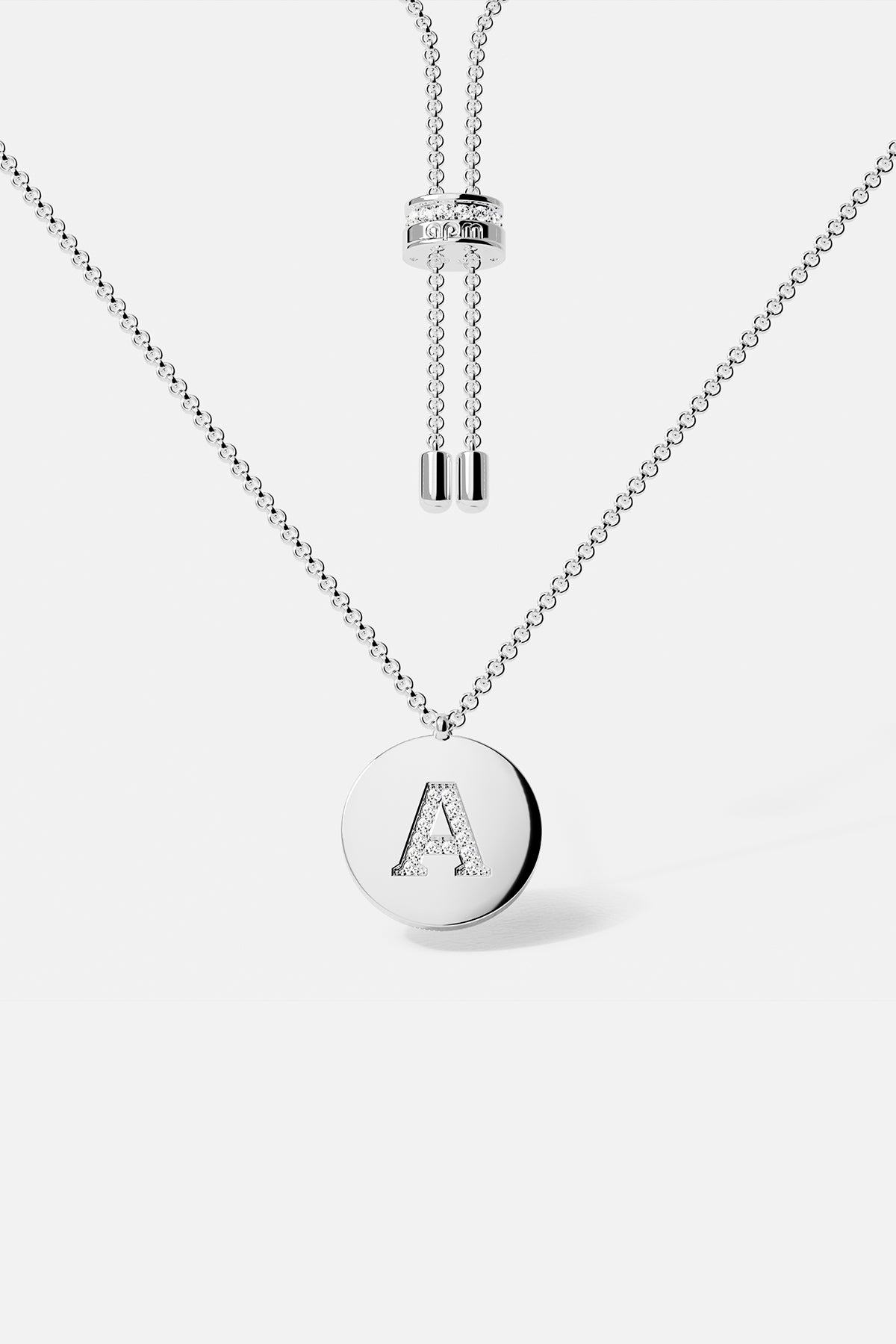 Collana regolabile con lettera A - argento