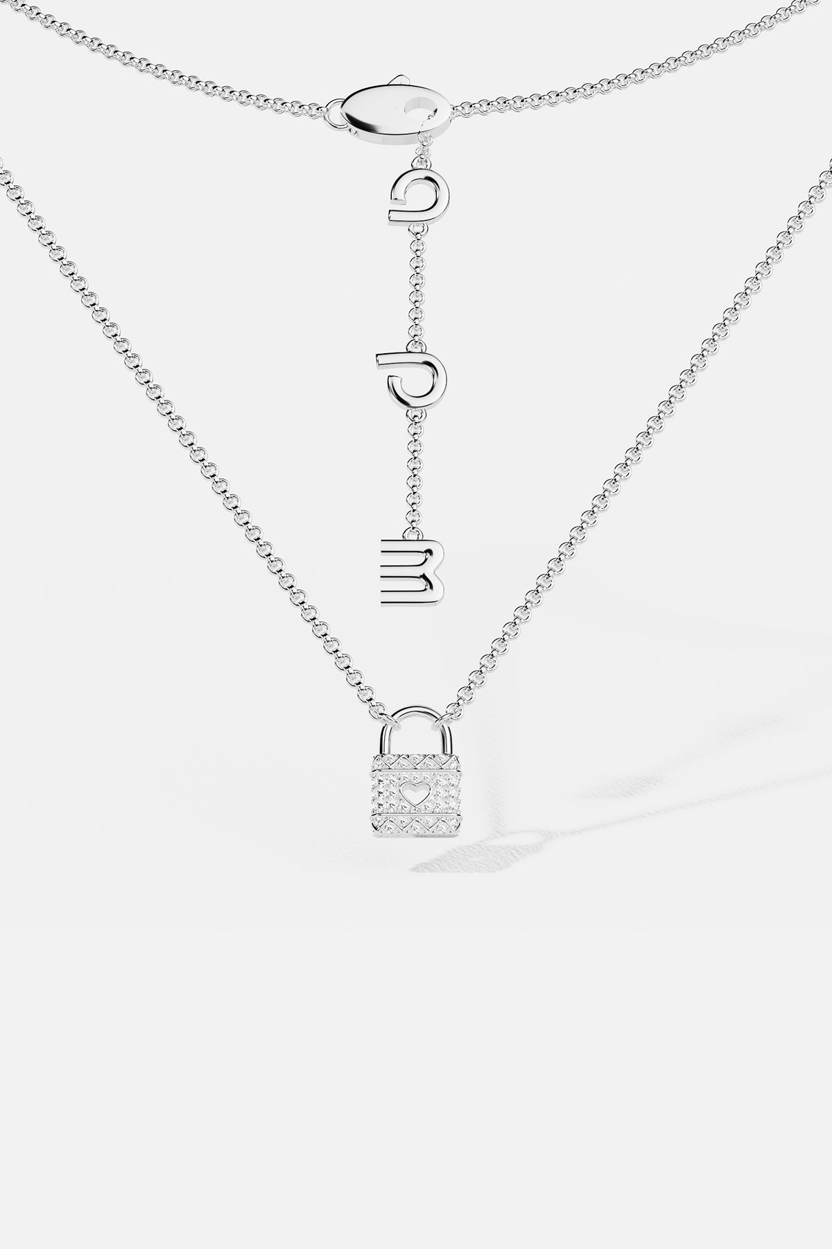 Collana Lucchetto Pavé Mini - argento