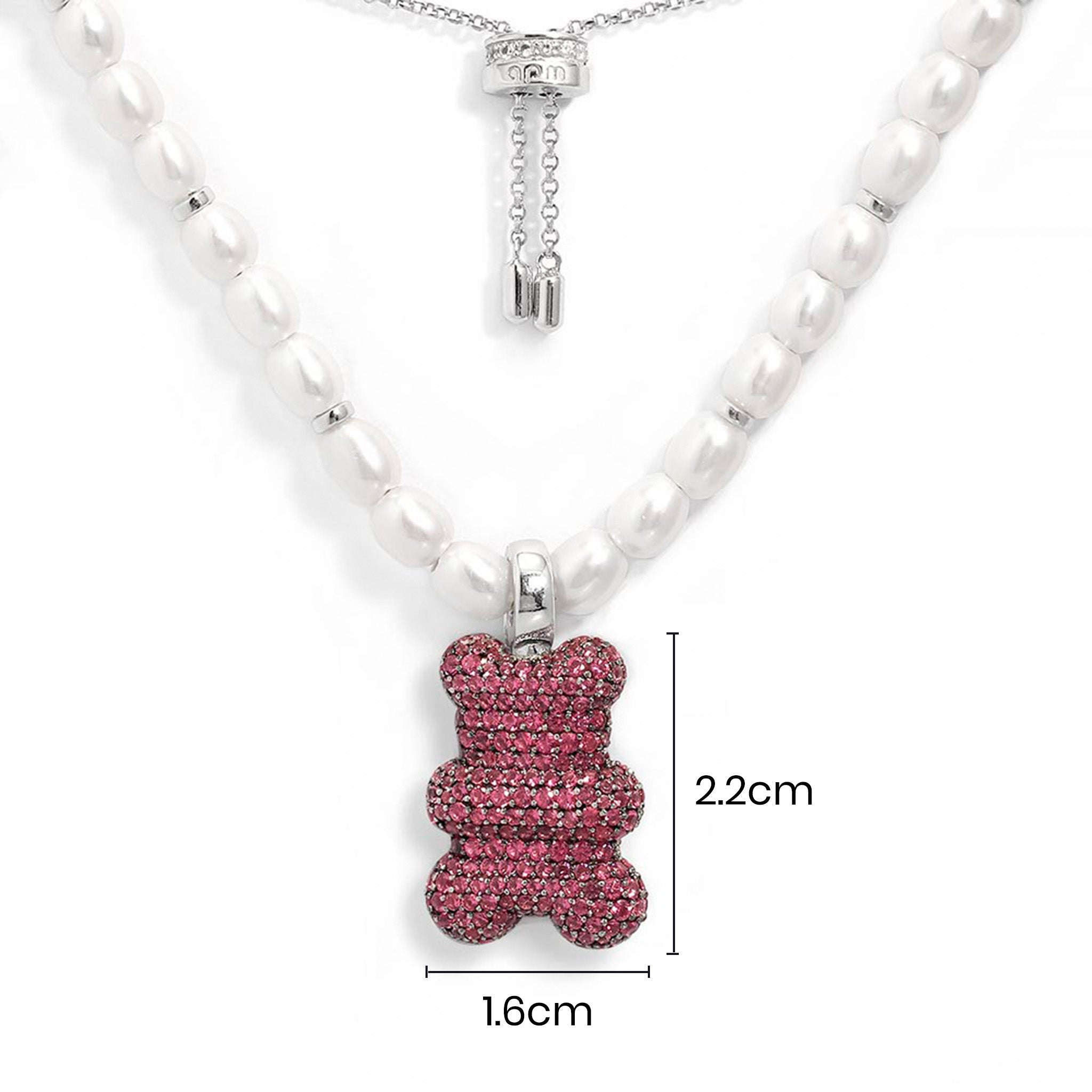 MALU Yummy Bear (Clippable) Adjustable Necklace with Pearls - APM Monaco