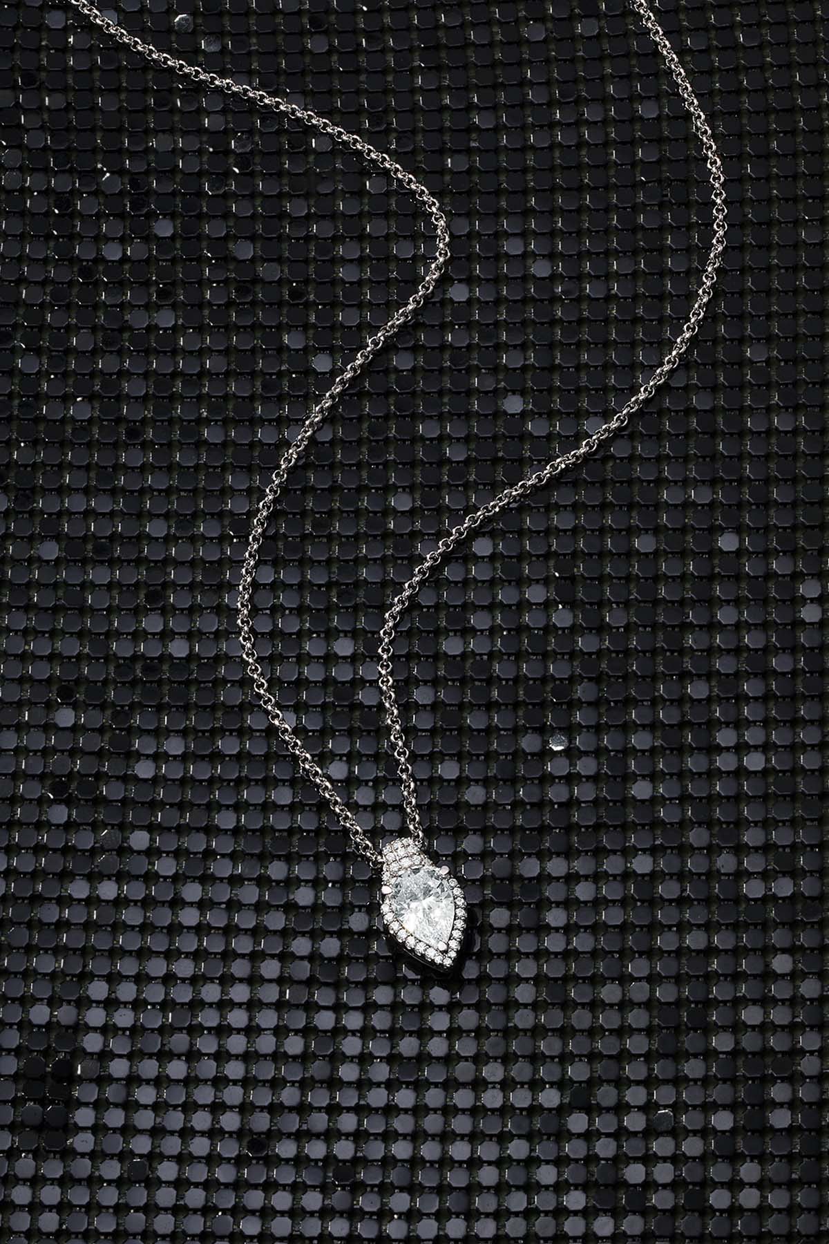APM Monaco Pear Adjustable Necklace in Silver