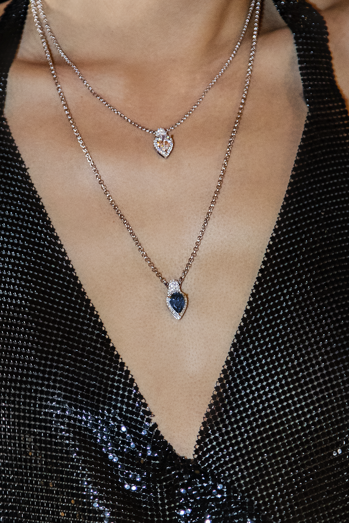 Collier Ajustable Poire Bleu