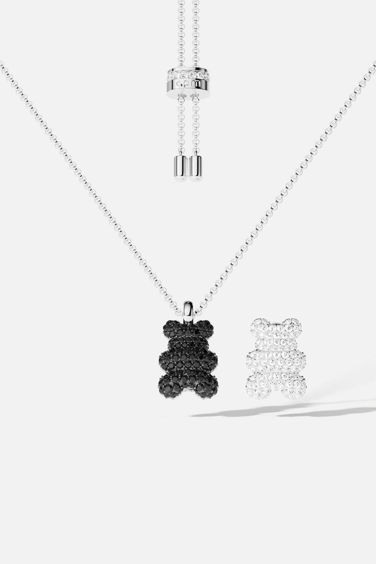 APM Monaco Mood Yummy Bear Adjustable Necklace with Beads in Silver