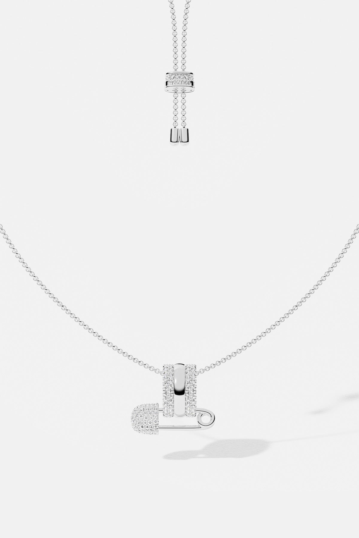 APM Monaco Safety Pin Adjustable Necklace in Silver