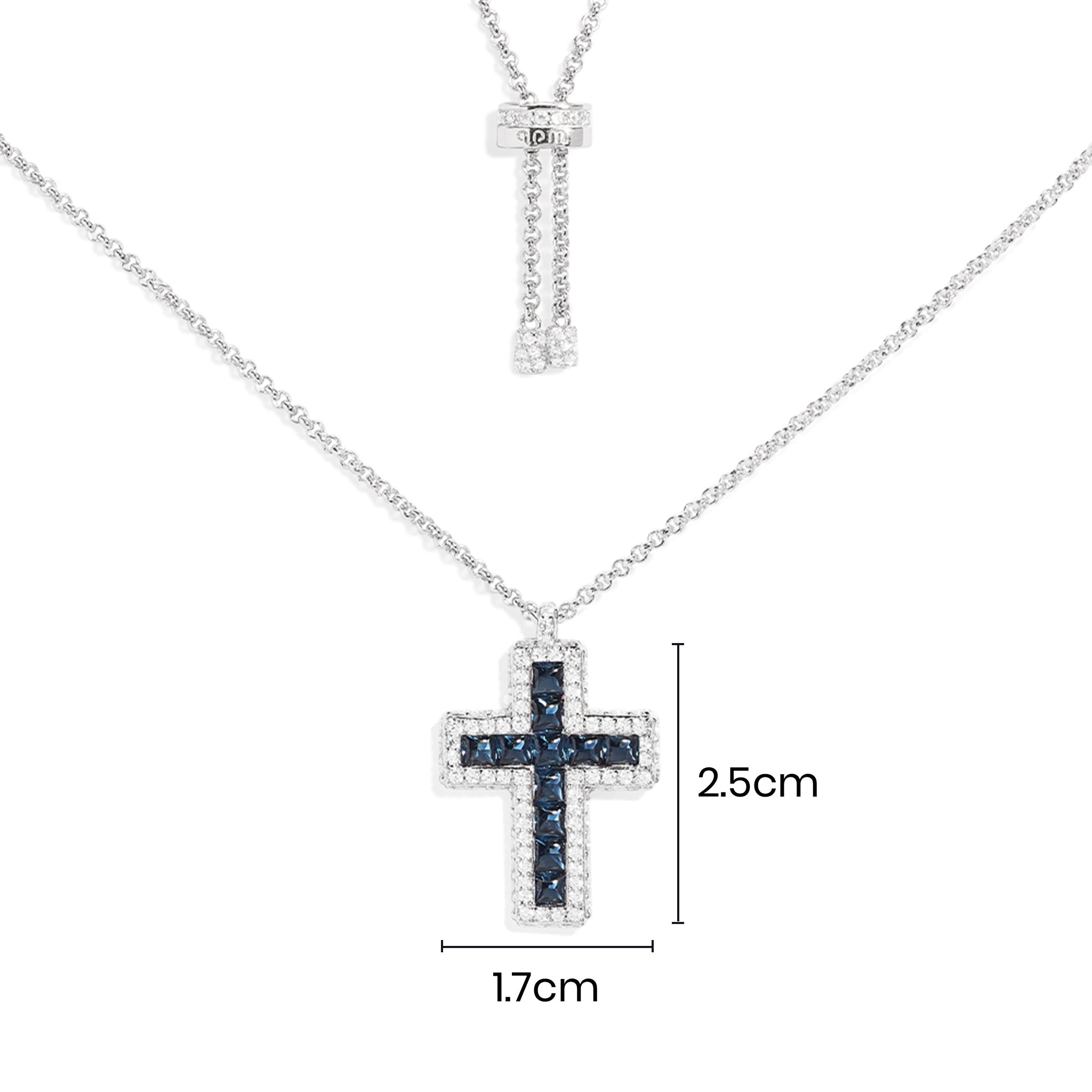 Blue Pavé Cross Adjustable Necklace - APM Monaco