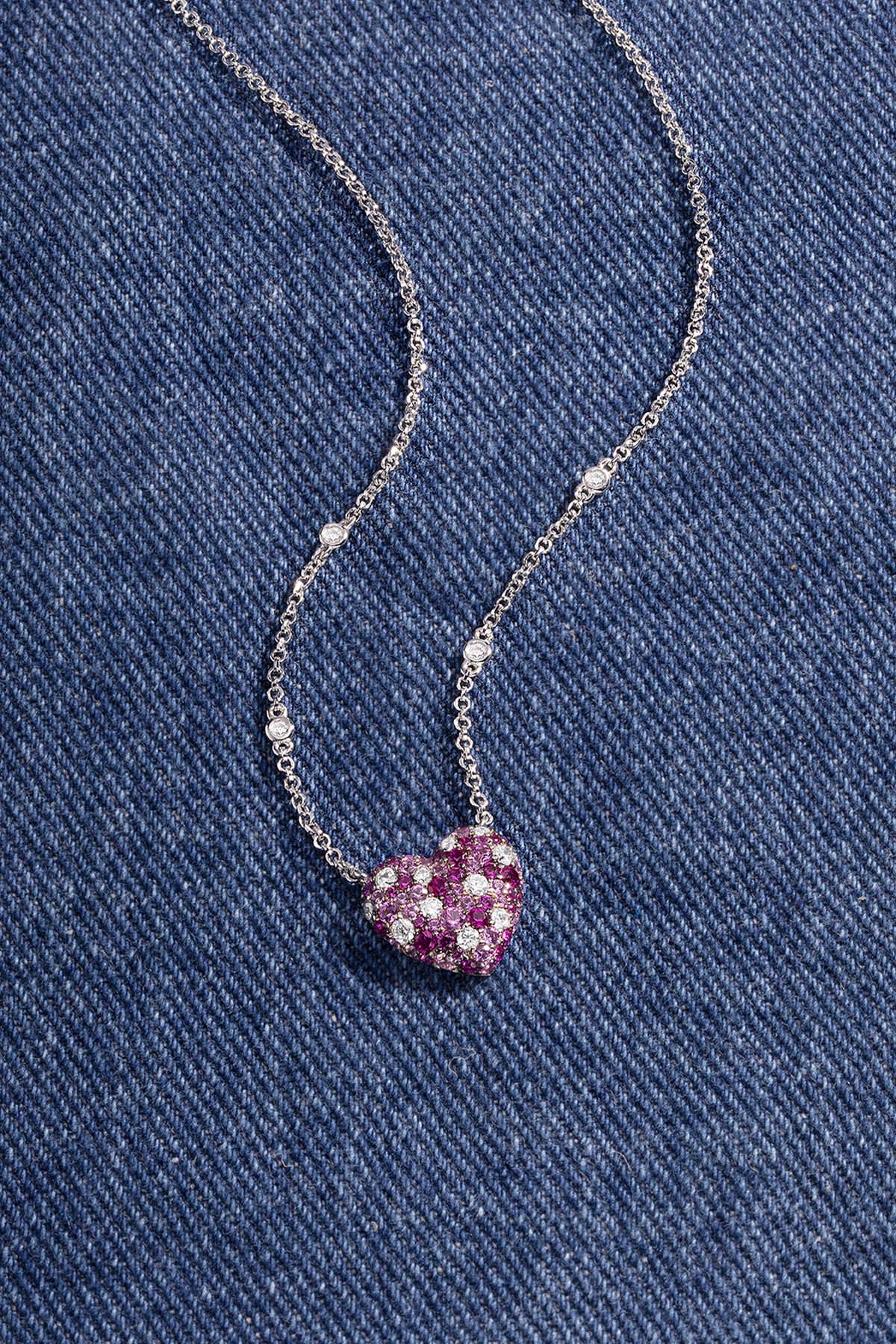 Small Fuchsia Heart Adjustable Necklace - APM Monaco