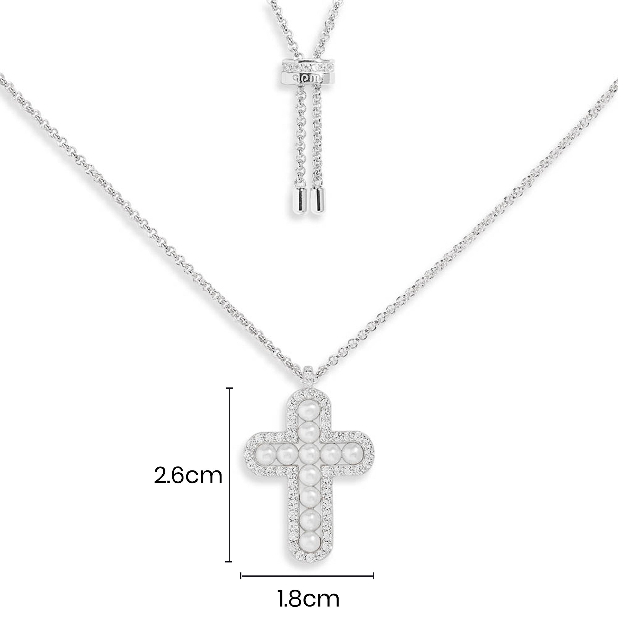 Cross Adjustable Necklace with Pearls - APM Monaco