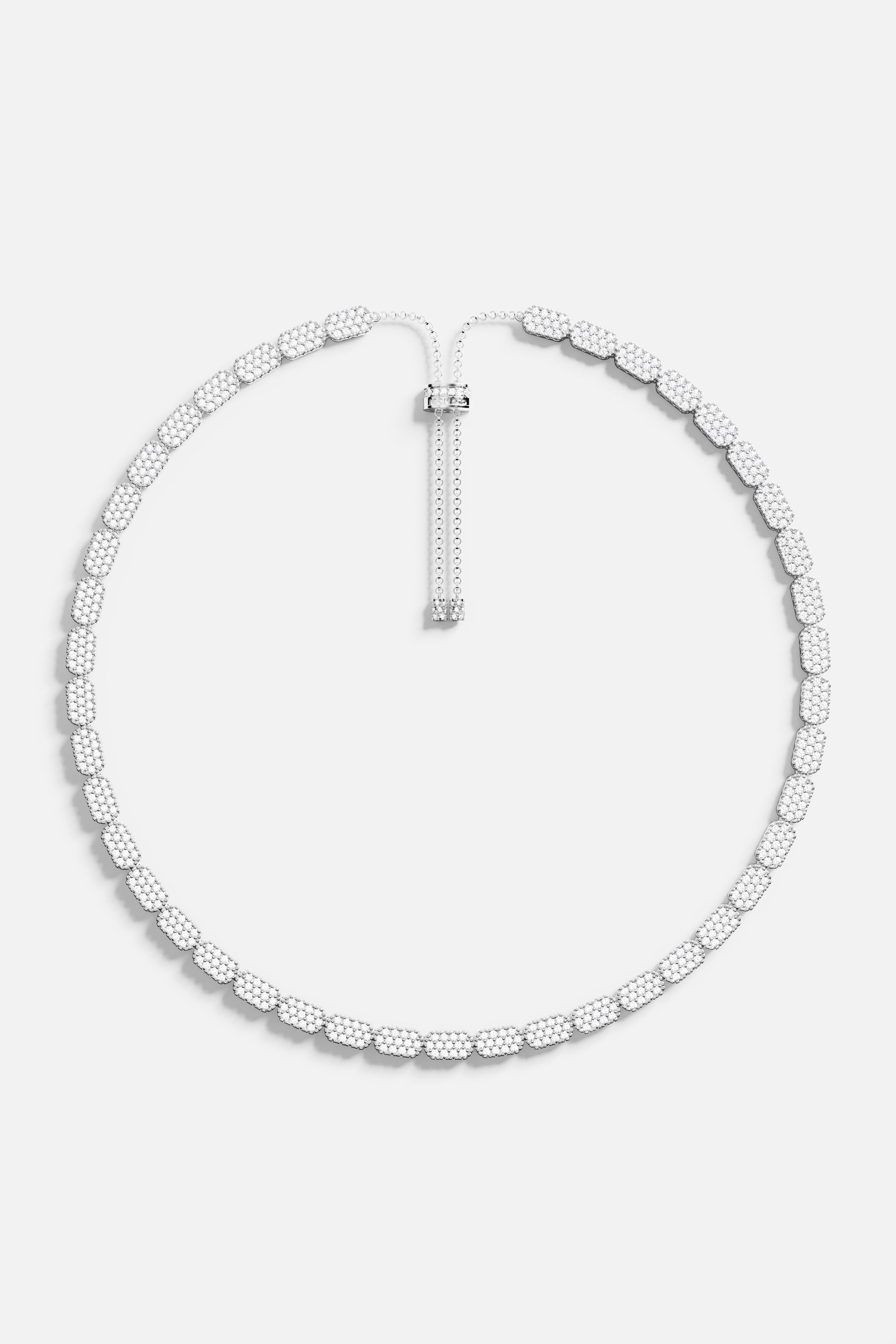 Collier Ajustable Argent Pavé