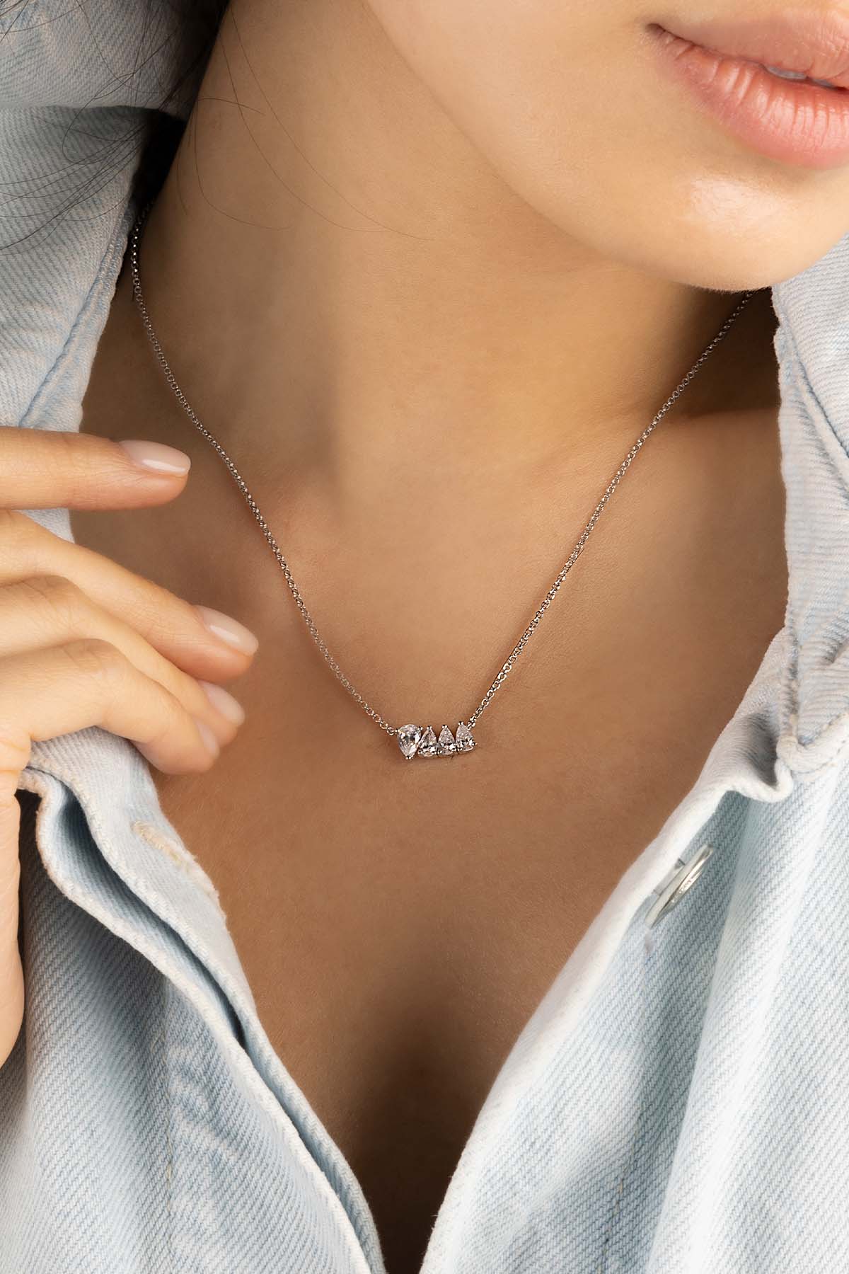 APM Monaco Drop Adjustable Necklace in Silver