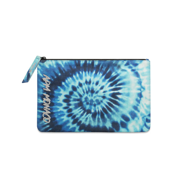 Blue tie dye fold over bag, blue clutch bag, 2024