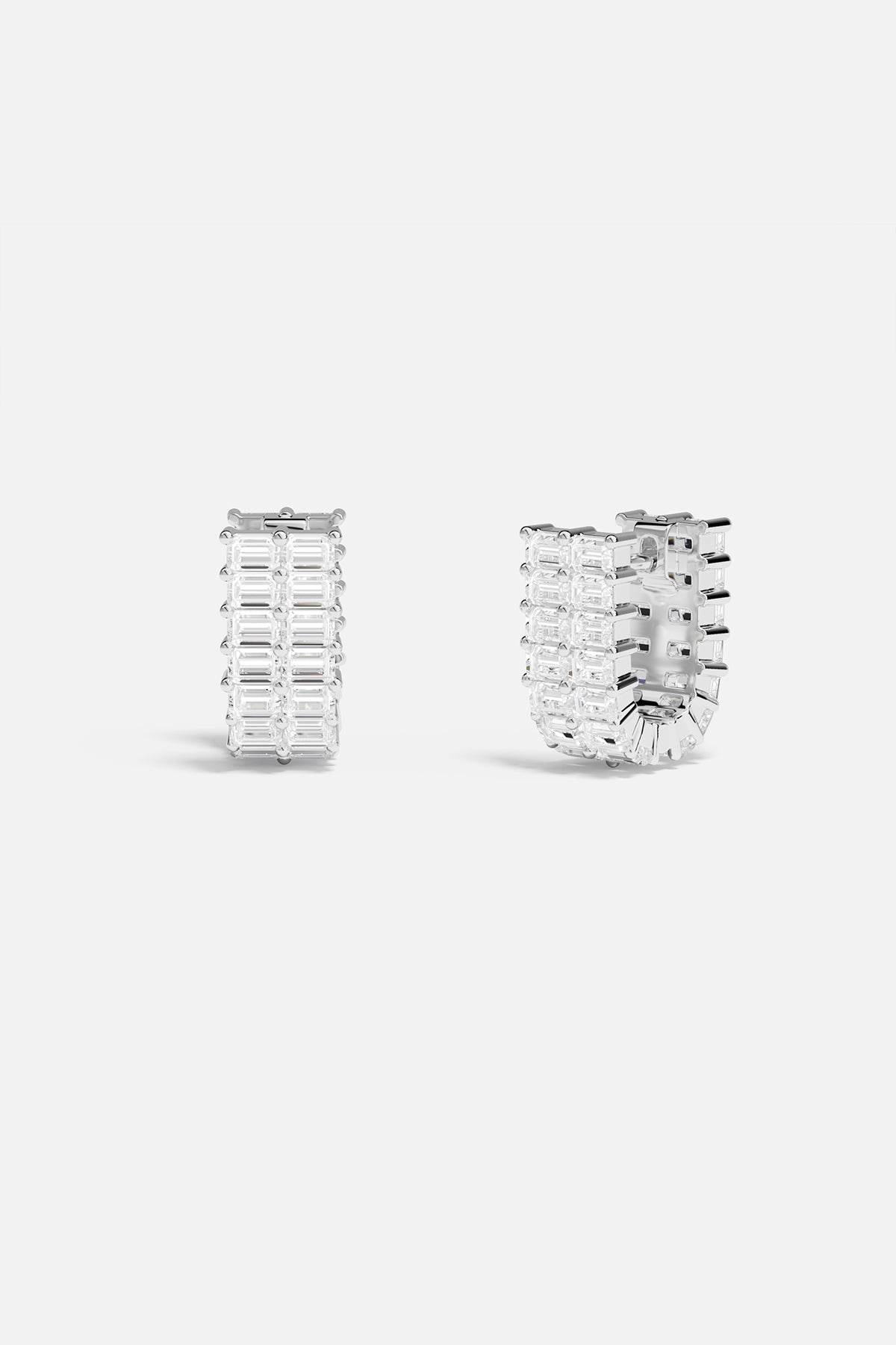 APM Monaco Eclat Double Row Hoop Earrings in Silver