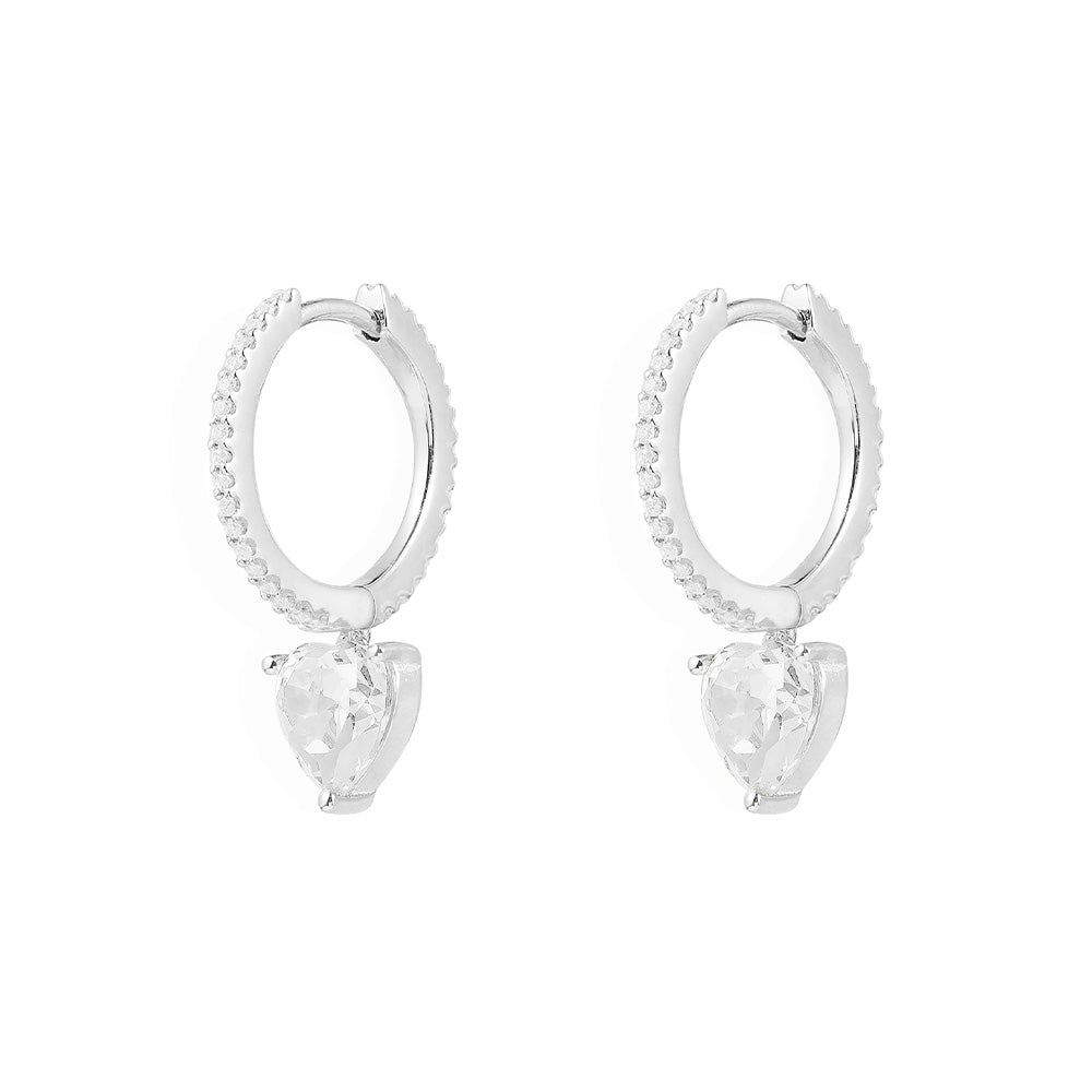 Huggie Earrings with White Heart - APM Monaco