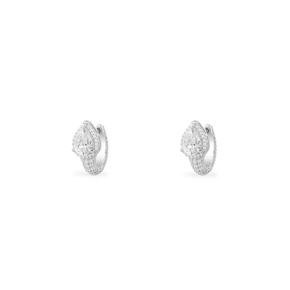 Huggie Earrings With White Pear Stones - APM Monaco