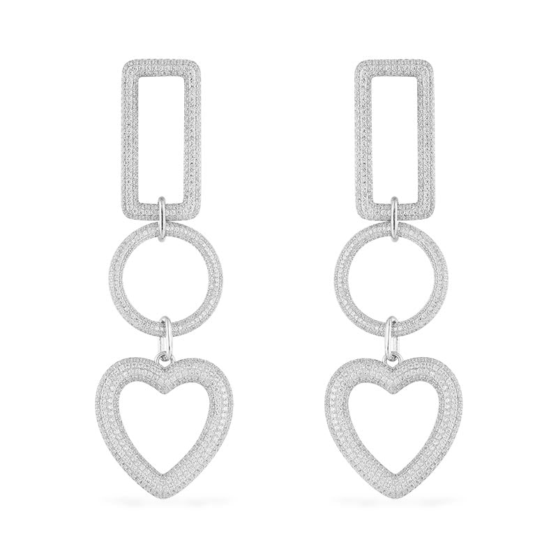 Rectangle Circle and Heart Drop Earring - APM Monaco