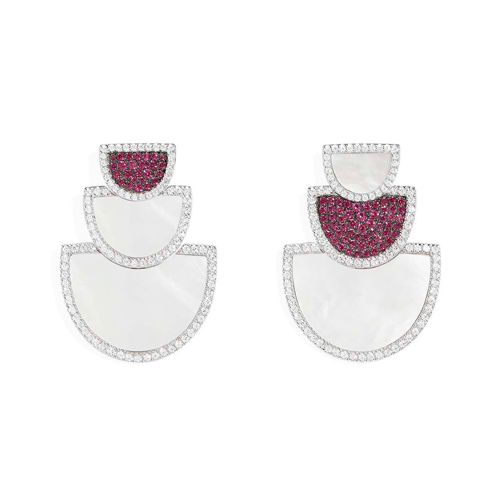 Triple Half Moon Earrings with Nacre - APM Monaco