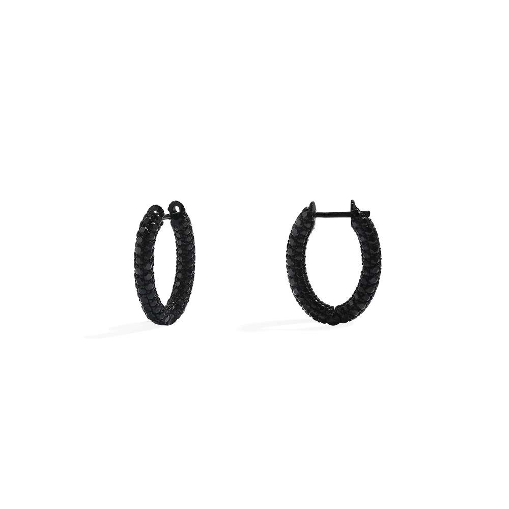 Black Pavé Hoop Earrings - APM Monaco