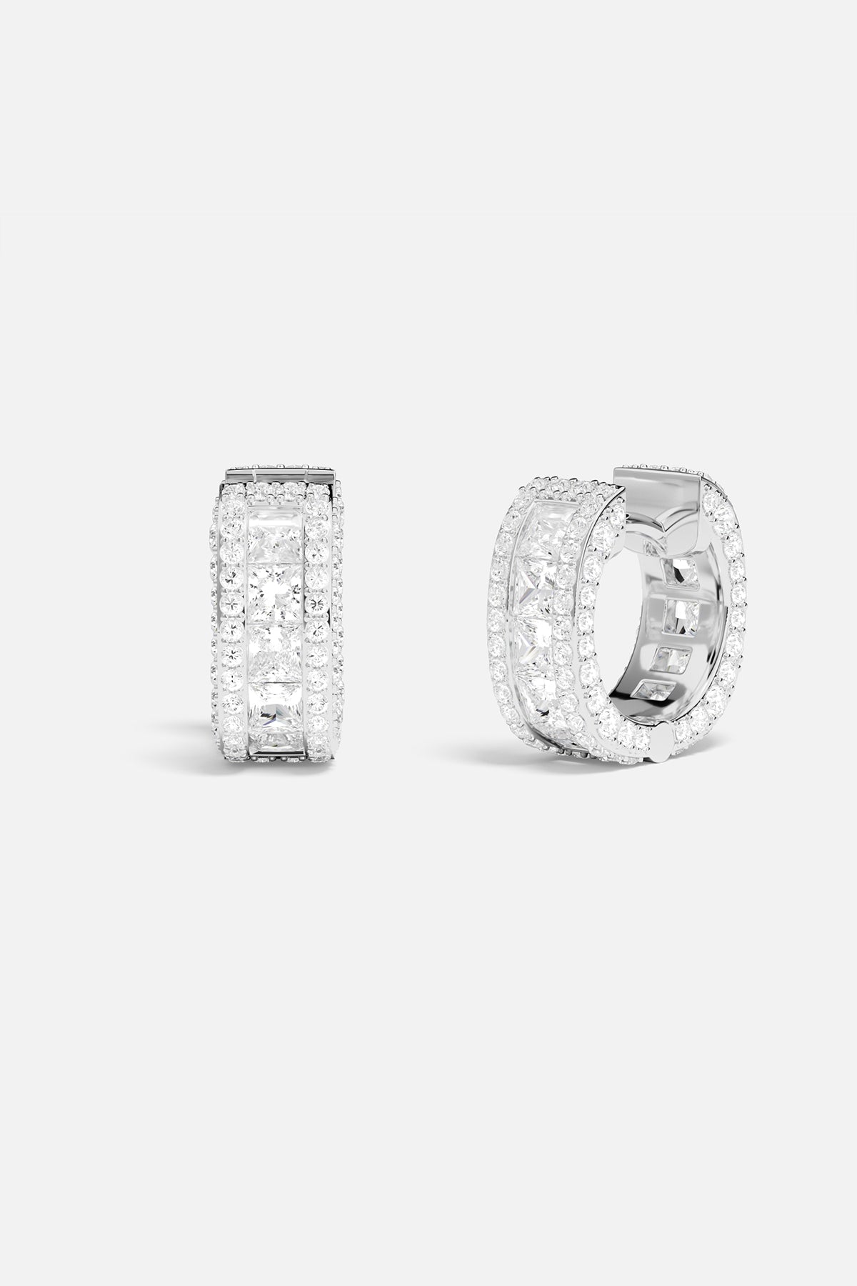 APM Monaco Mini Pavé Hoop Earrings in Silver