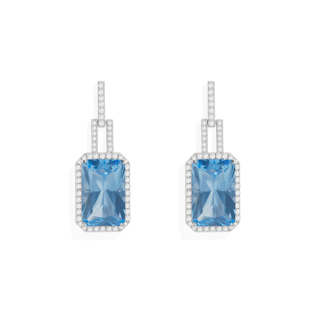 Long Statement Lagoon Blue Earrings