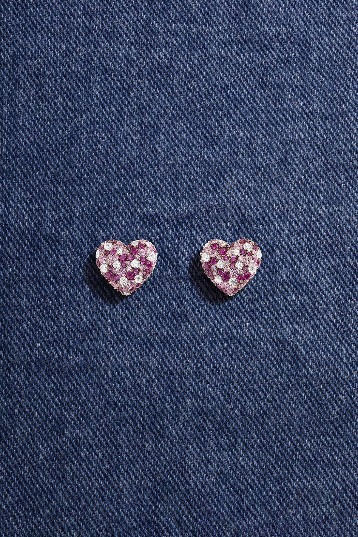 Fuchsia Heart Earrings - APM Monaco