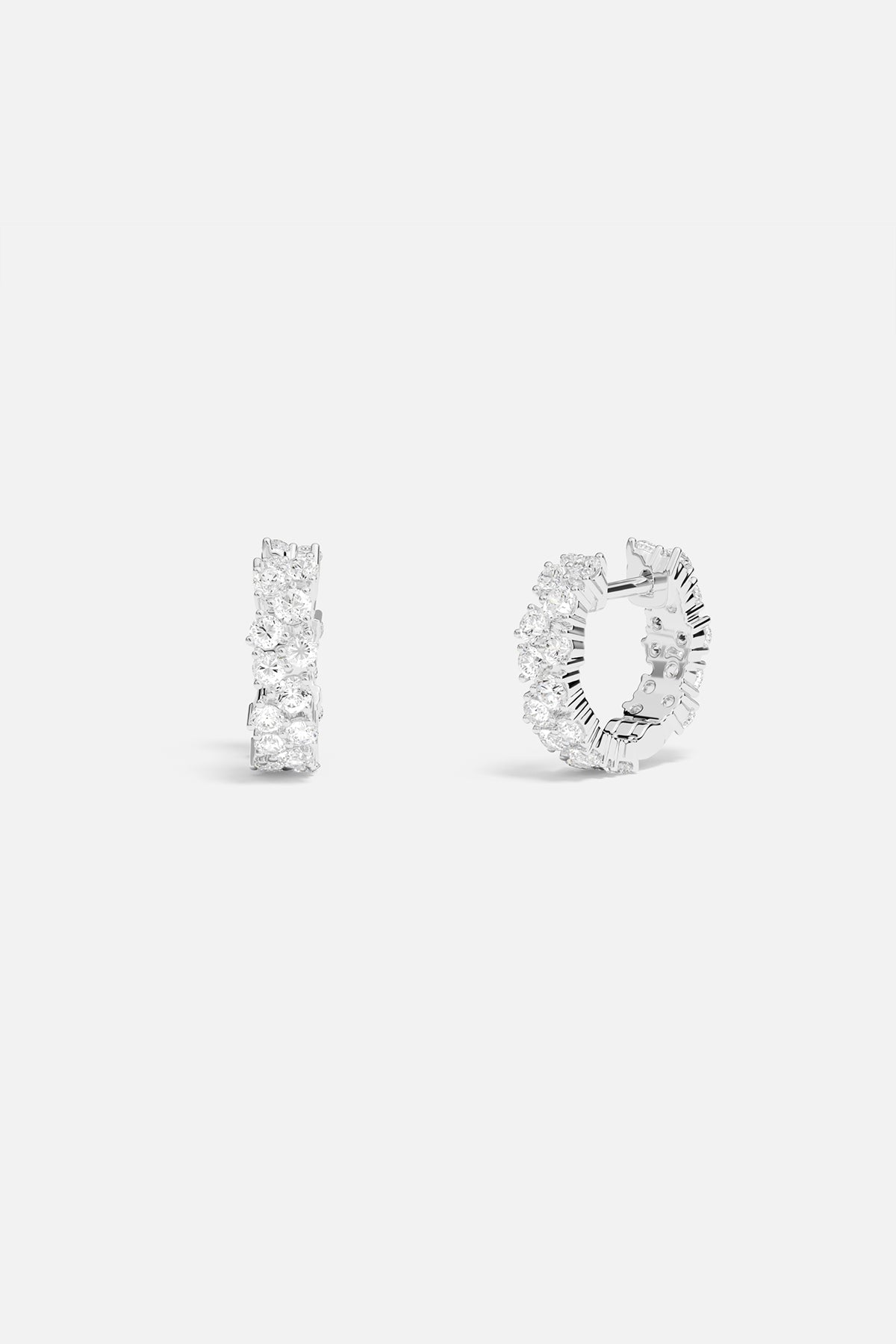 APM Monaco Pavé Huggie Earrings in Silver