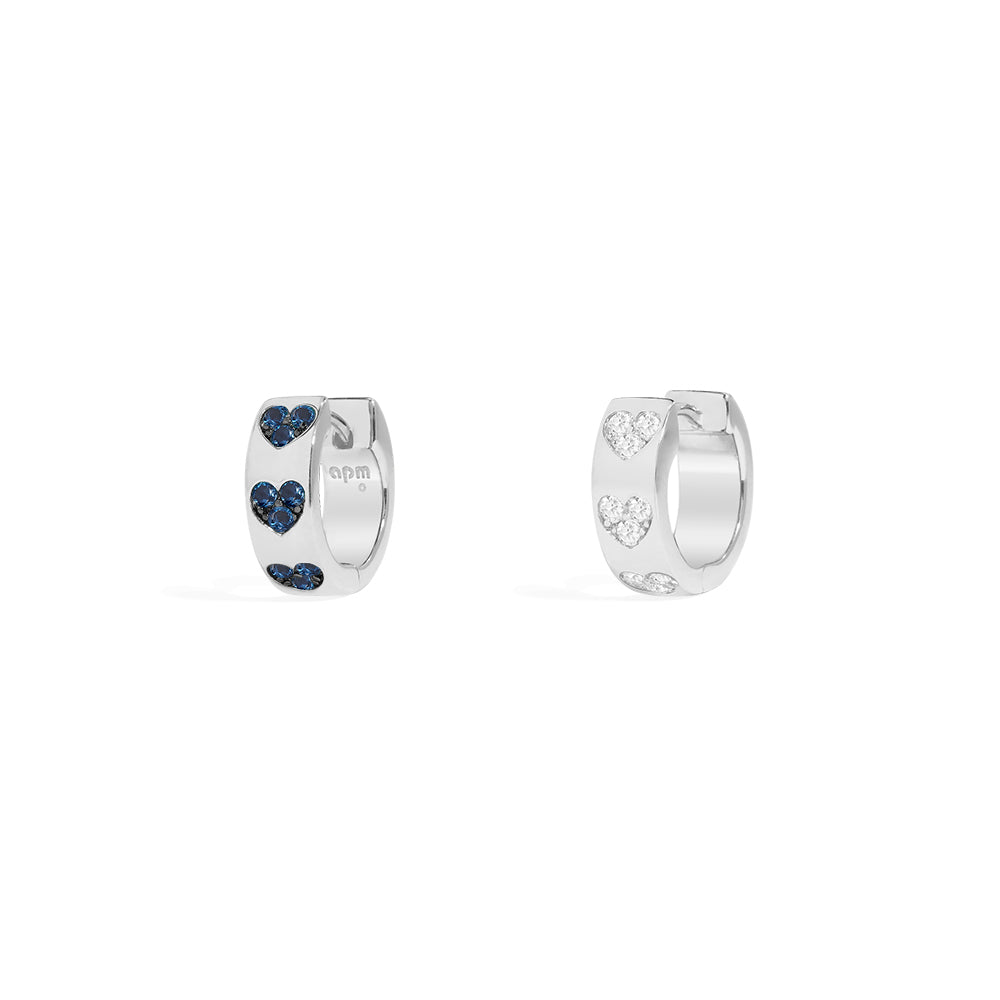 Blue & White Heart Huggie Earrings - APM Monaco
