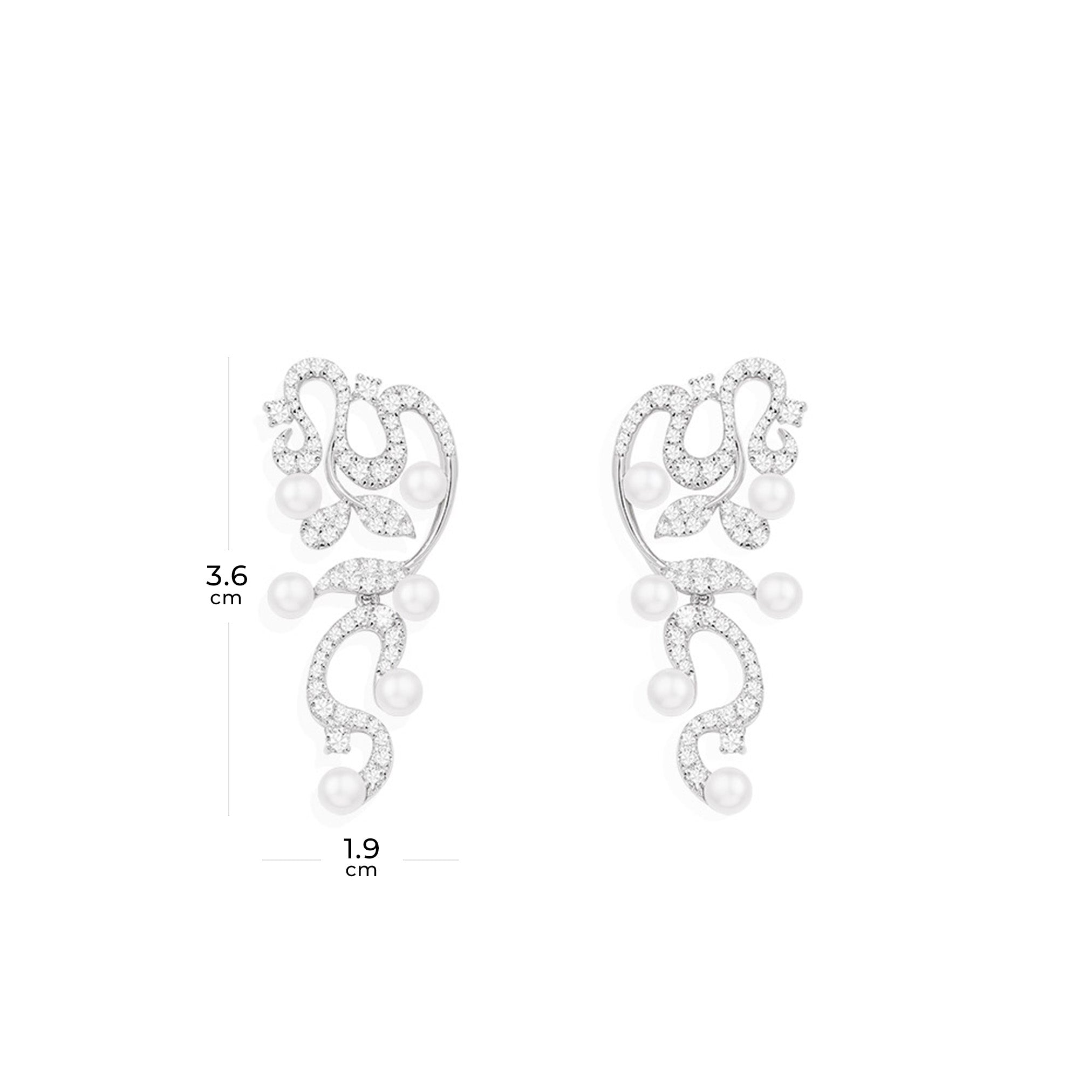 APM Monaco Flower Drop Earrings With Pearls Jewelry in Silver