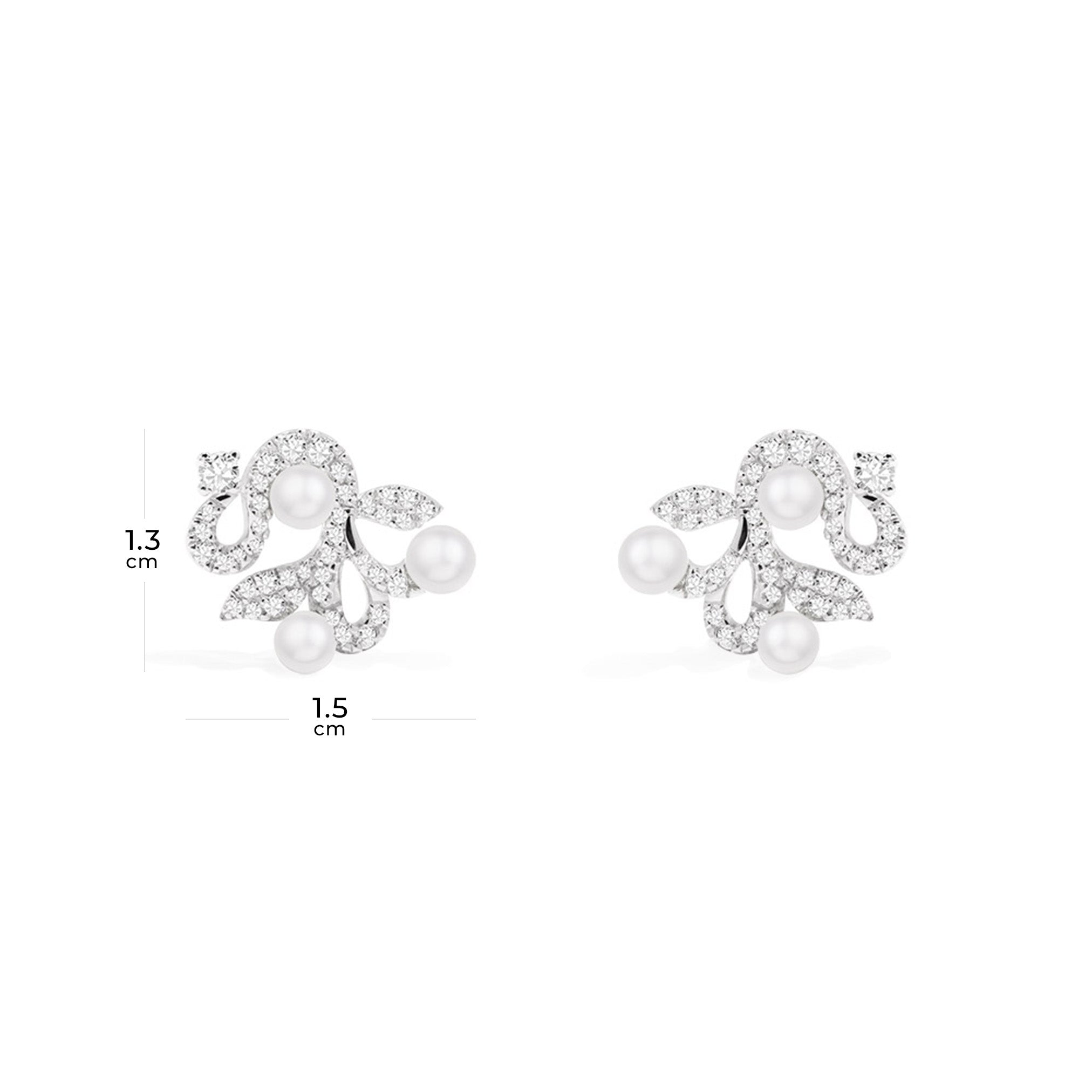 APM Monaco Flower Stud Earrings With Pearls Jewelry in Silver