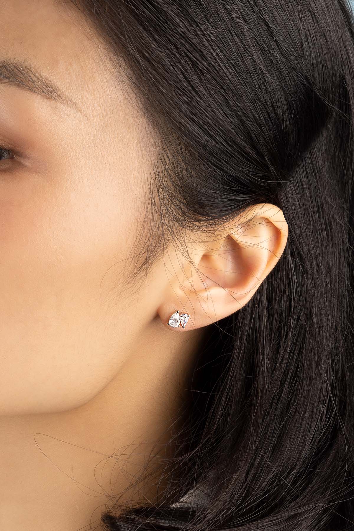 APM Monaco Drop Stud Earrings in Silver