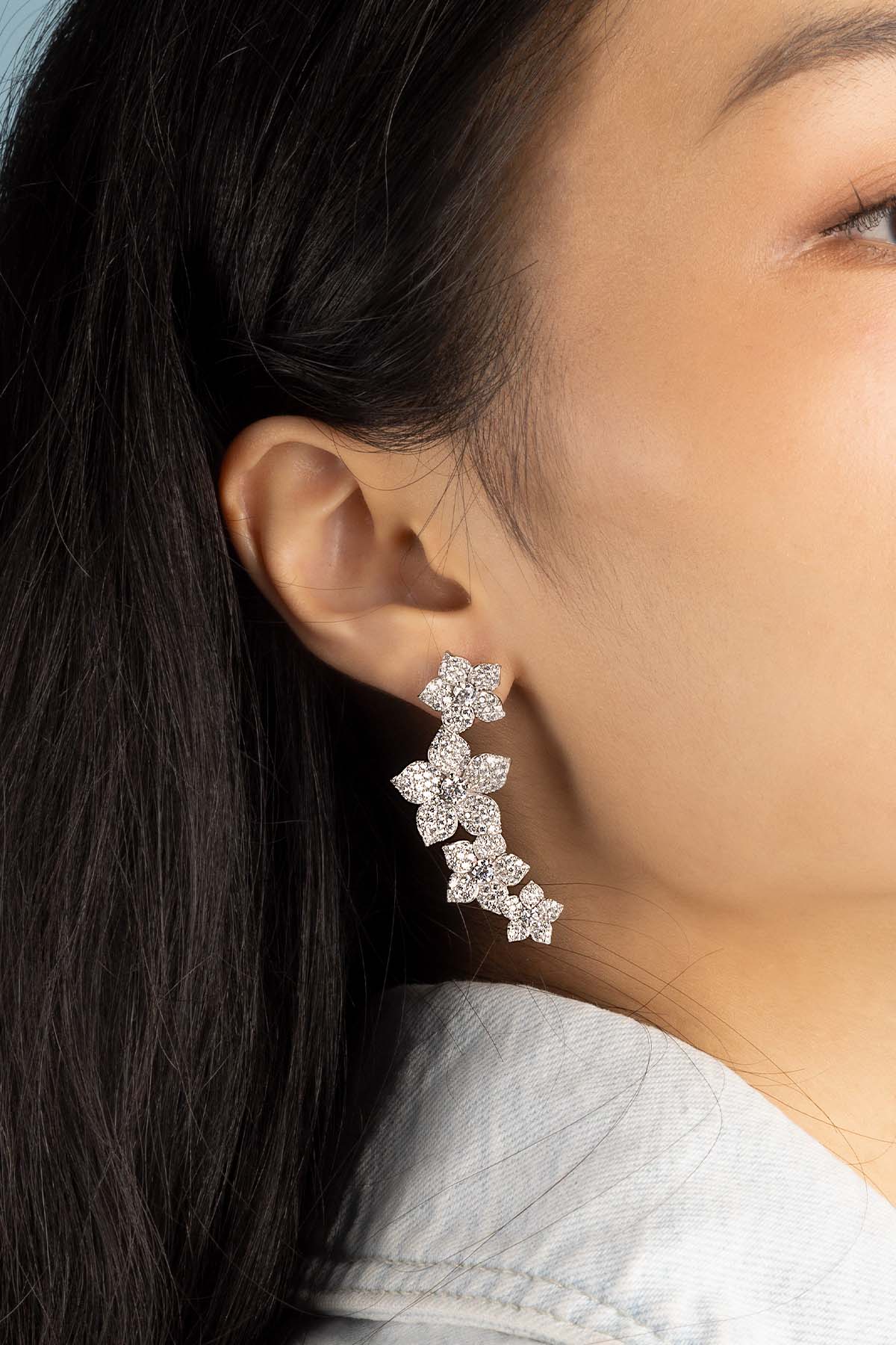 APM Monaco Blossom Drop Earrings in Silver