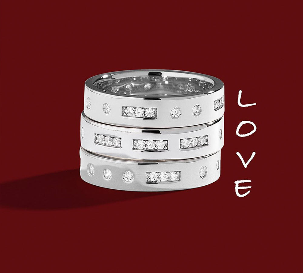 APM Monaco Collection Morse Code LOVE Morse Code Rings