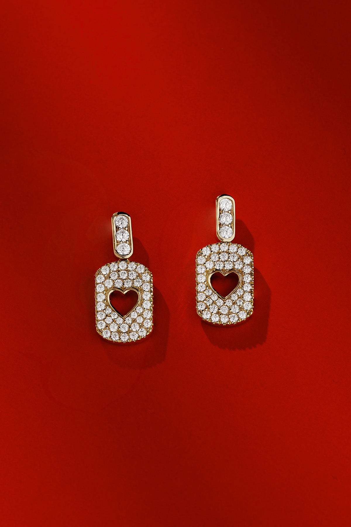 APM Monaco Hiver Heart Pave Medal Earrings