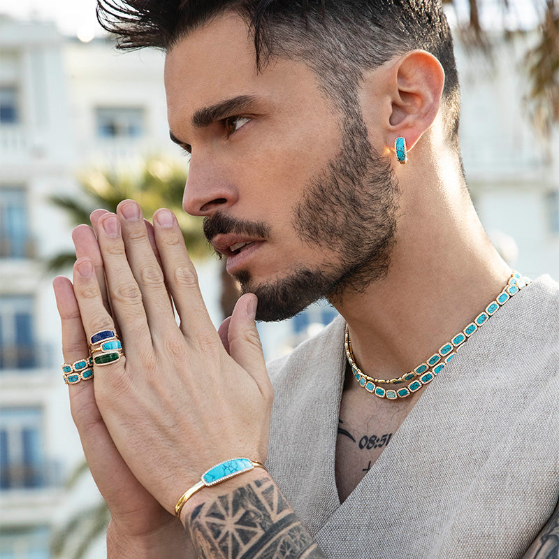 APM-Monaco-collection-Malachite-Lagoon-Earrrings-Necklaces-Rings-bracelets-Baptiste-Giabiconi