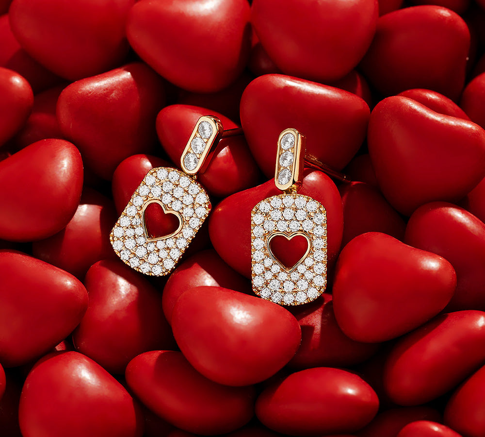 APM Monaco Valentines Day Heart Pave Earrings