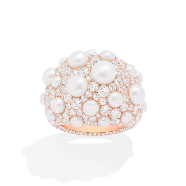 Chunky Pav Ring with Pearls APM Monaco