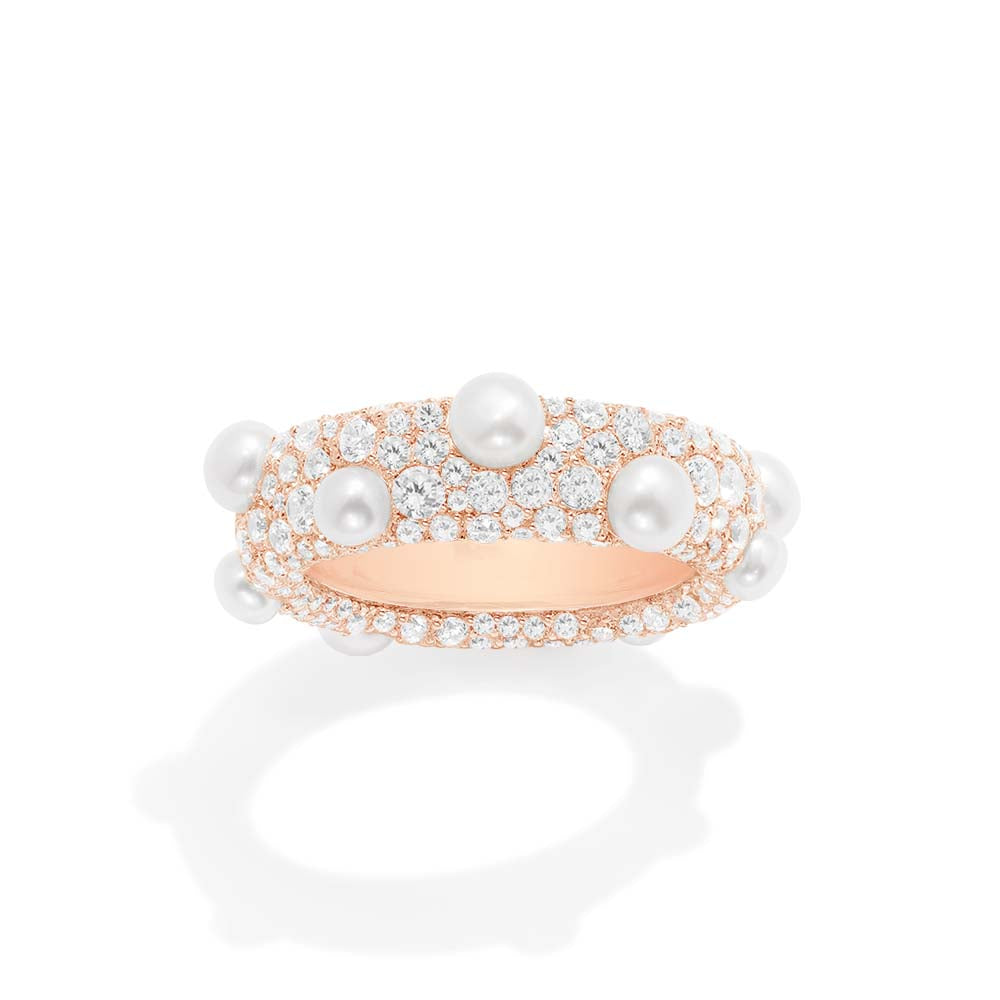 Pavé Ring with Pearls - APM Monaco