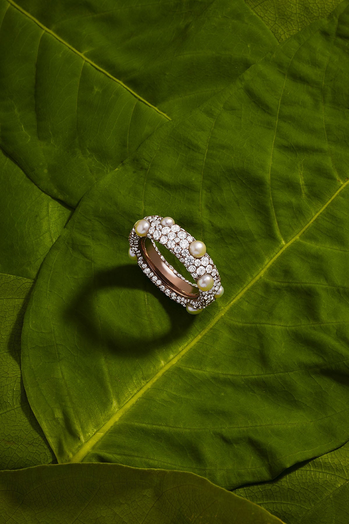 APM Monaco Pave Ring With Pearls in Silver