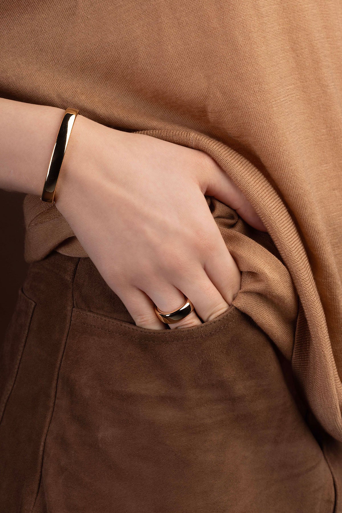 APM Monaco Chunky Rose Gold Band Ring in Rose Gold