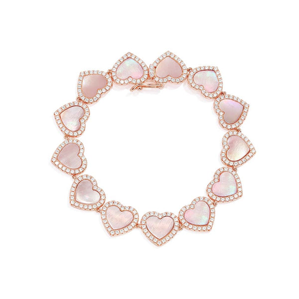 Pink Nacre Heart & Dot Adjustable bracelet